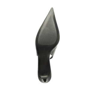 Bottom view of Alicia Sling Mid Patent Pump showcasing its black patent finish with a white background