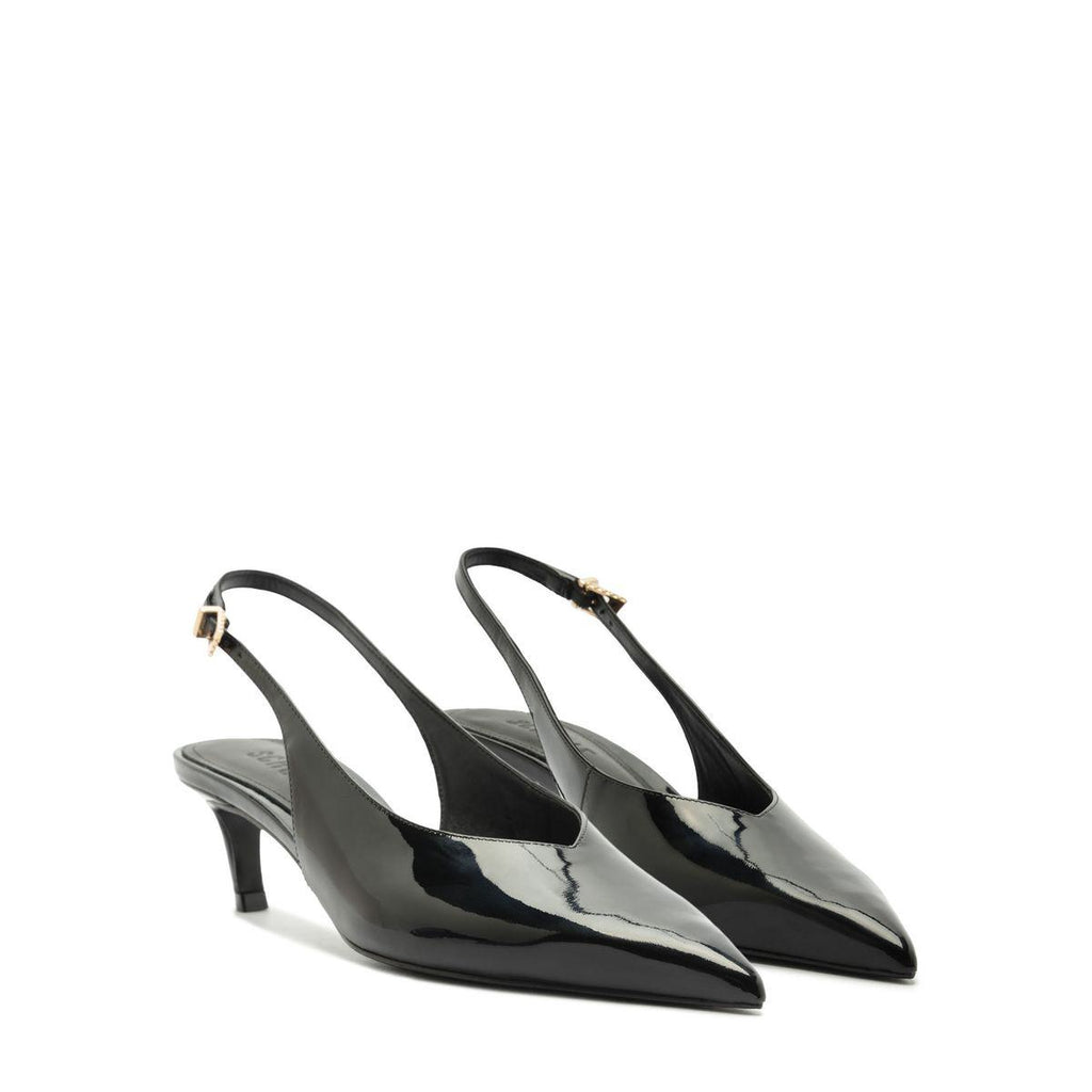Alicia Sling Mid Patent Pump in Black