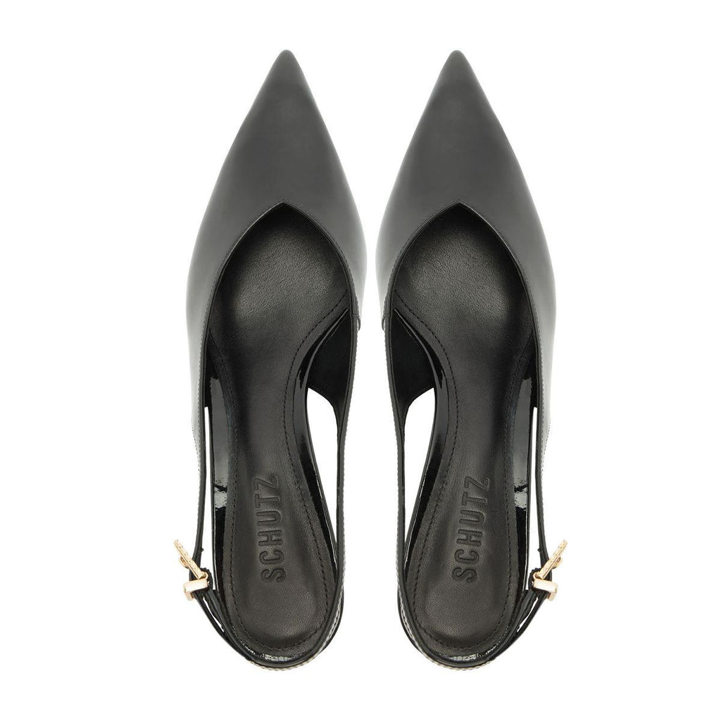 Alicia Sling Mid Patent Pump in Black