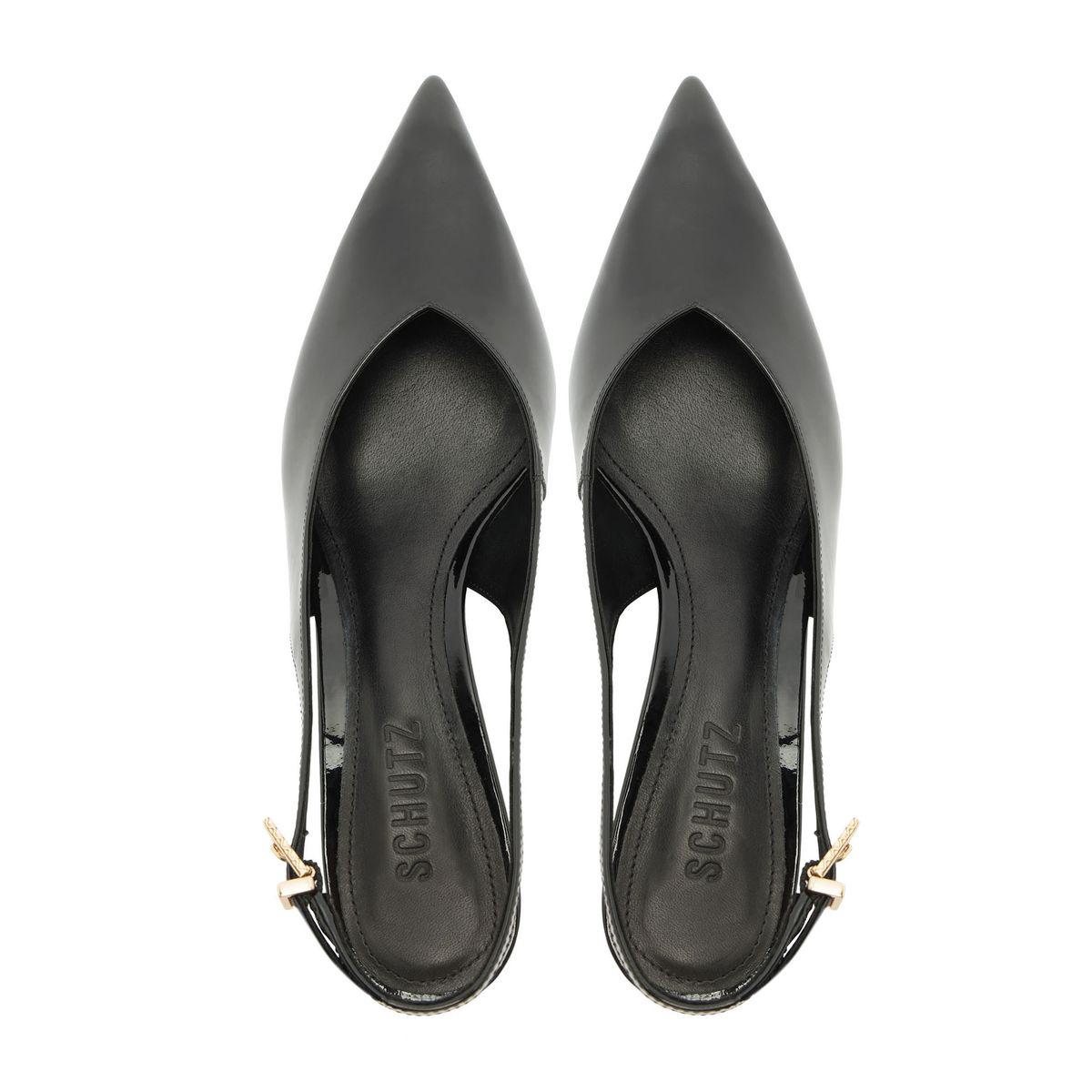 Alicia Sling Mid Patent Pump in Black