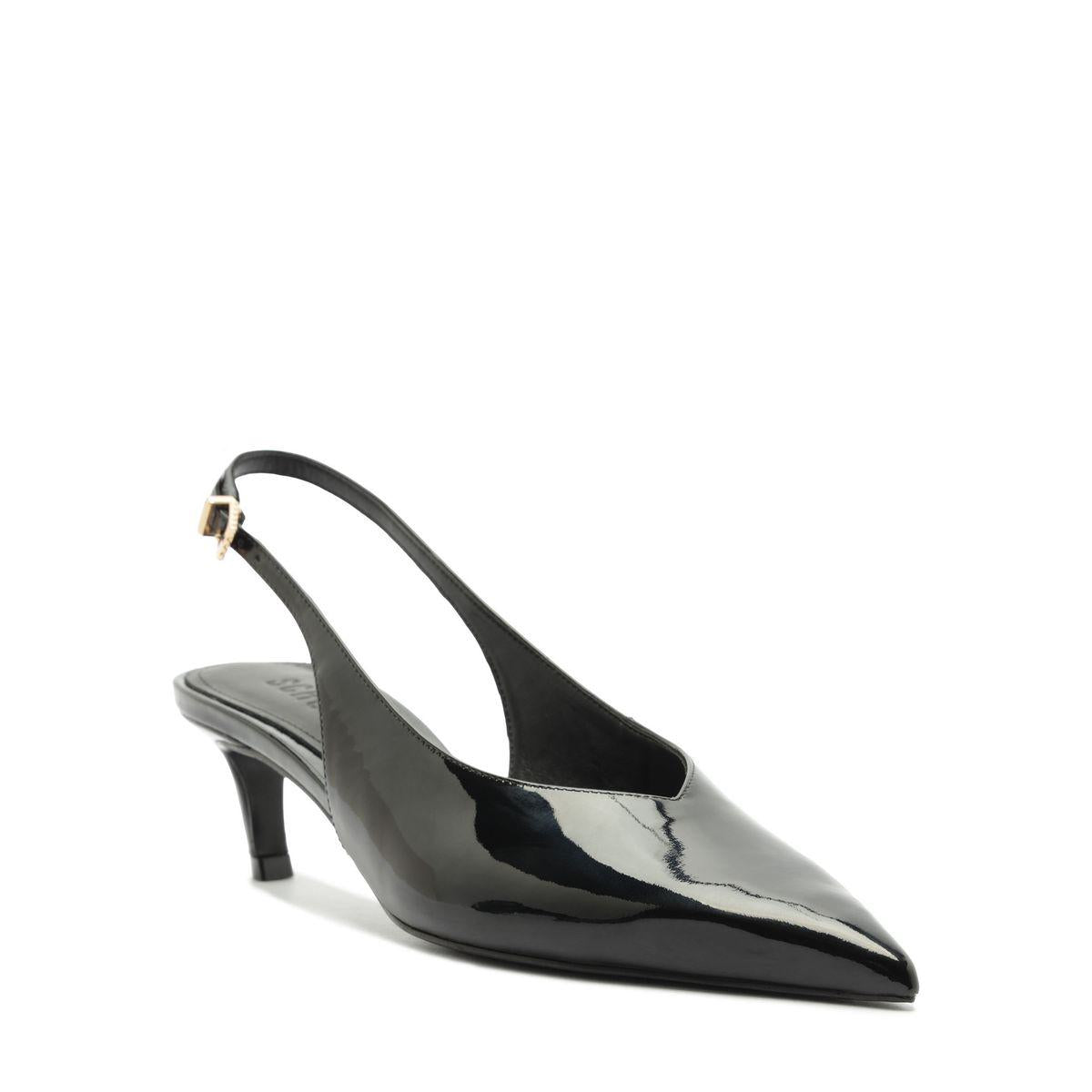 Alicia Sling Mid Patent Pump in Black