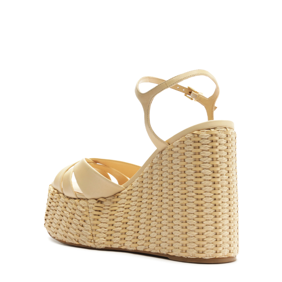 Keefa Platform Atanado Leather Sandal in Pearl