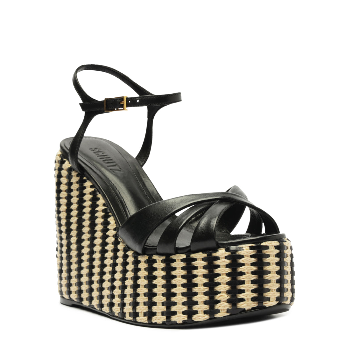 Keefa Platform Atanado Leather Sandal in Black