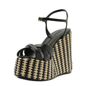 Keefa Platform Atanado Leather Sandal in Black