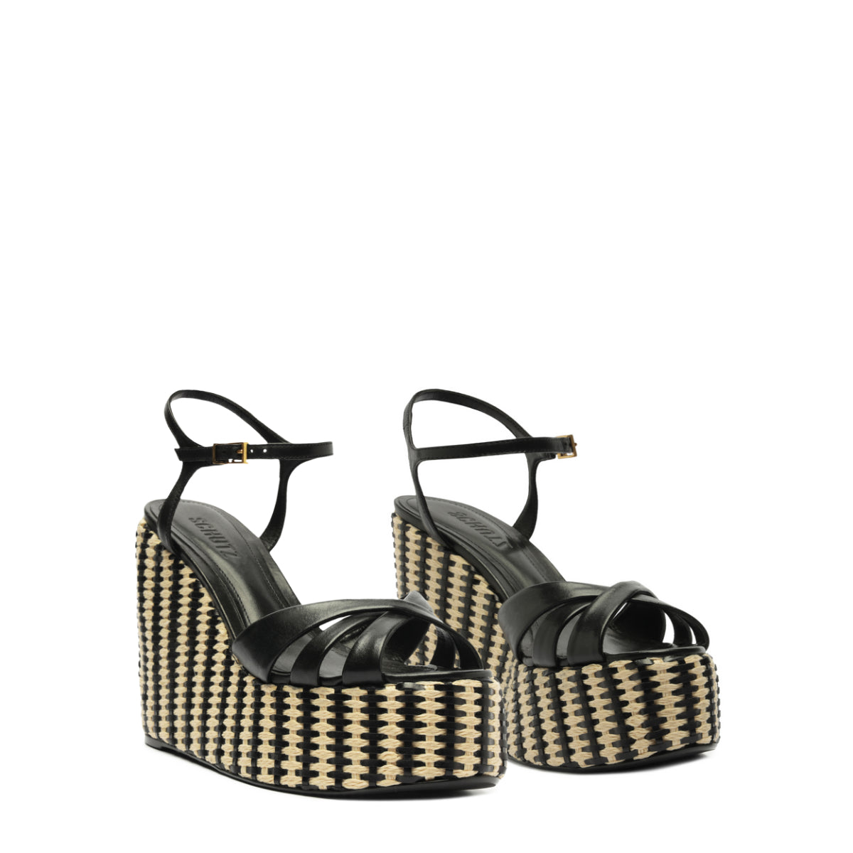 Keefa Platform Atanado Leather Sandal in Black