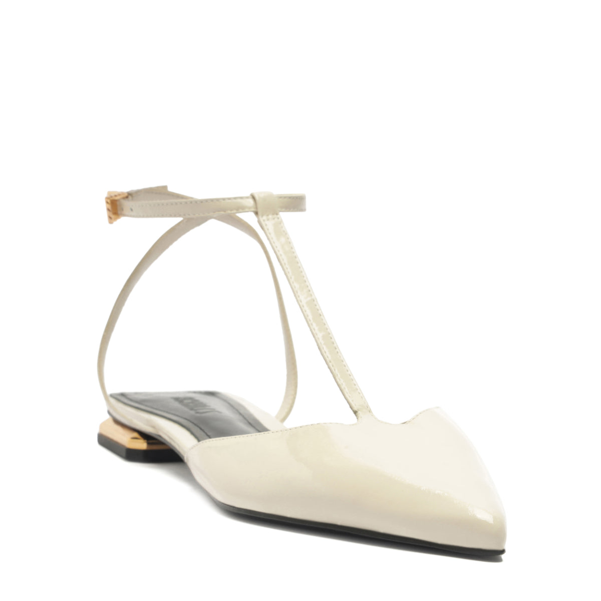 Allure T Patent Flat in Sugar White