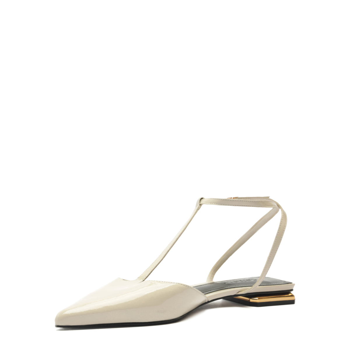 Allure T Patent Flat in Sugar White