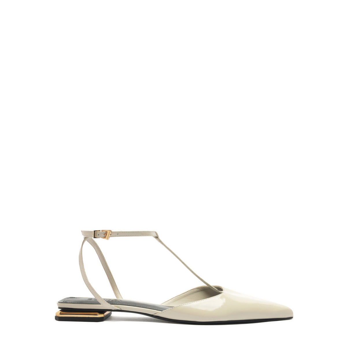 Allure T Patent Flat in Sugar White