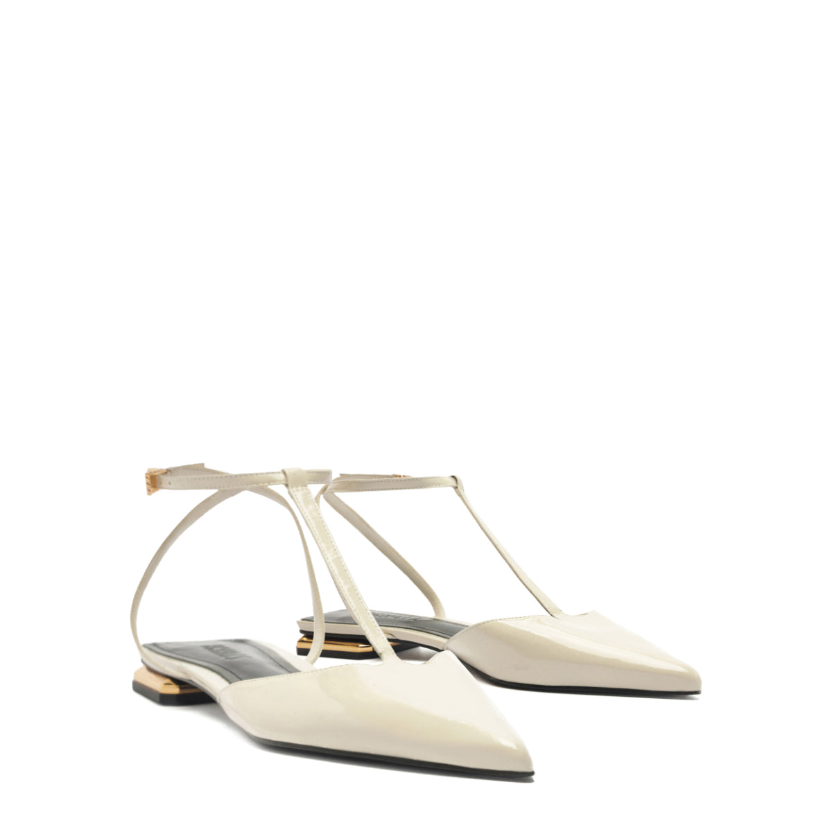 Allure T Patent Flat in Sugar White