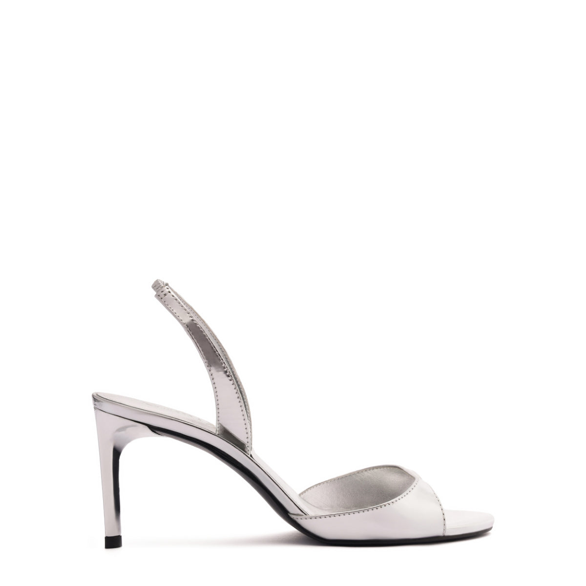 Scarlett Sling Mid Metallic Sandal in Prata