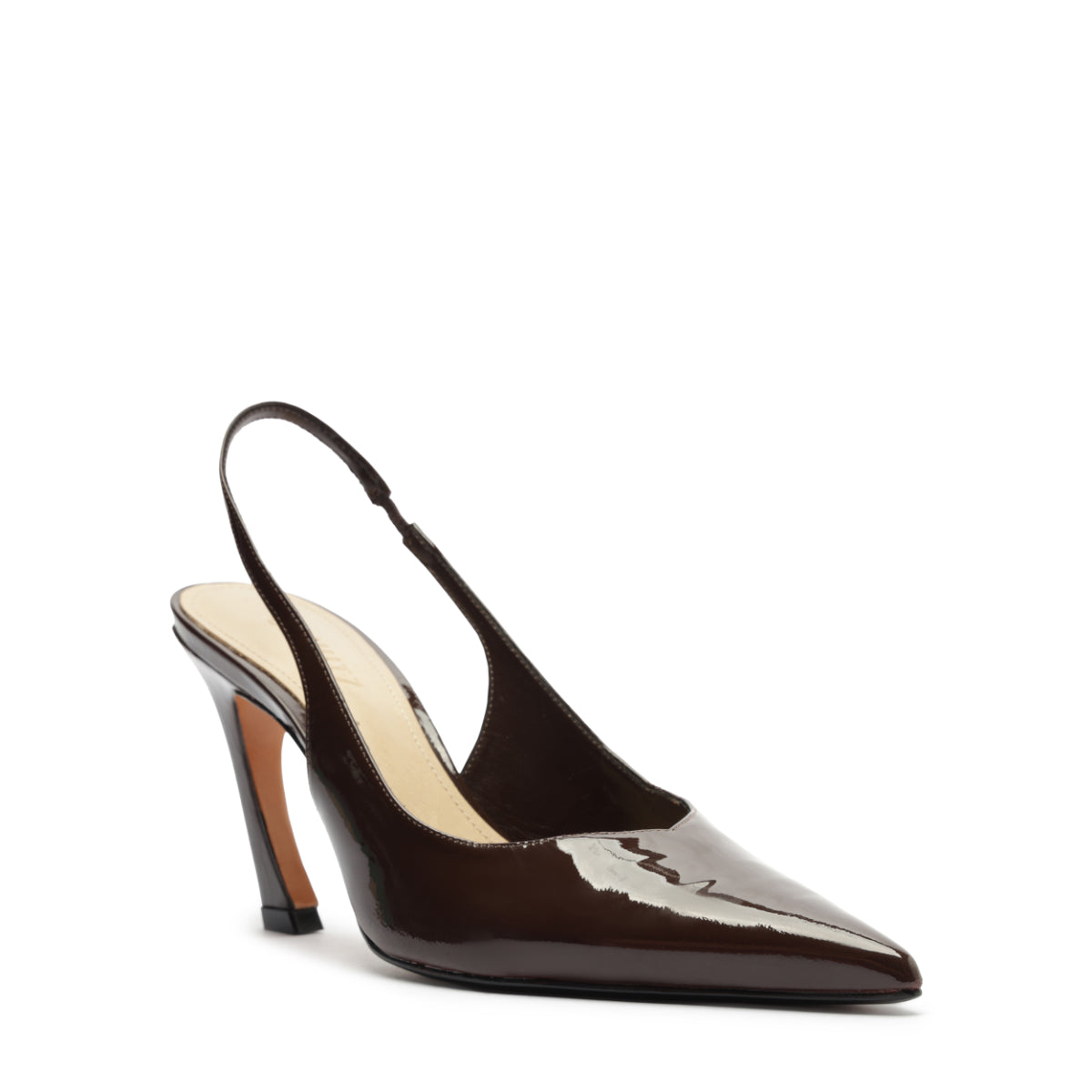 Lexi Mid Patent Pump in Chestnut Brown