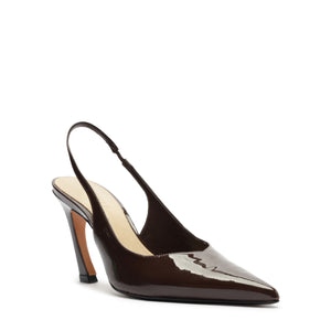 Lexi Mid Patent Pump in Chestnut Brown