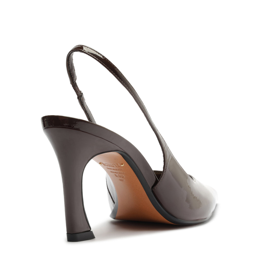 Lexi Mid Patent Pump in Chestnut Brown