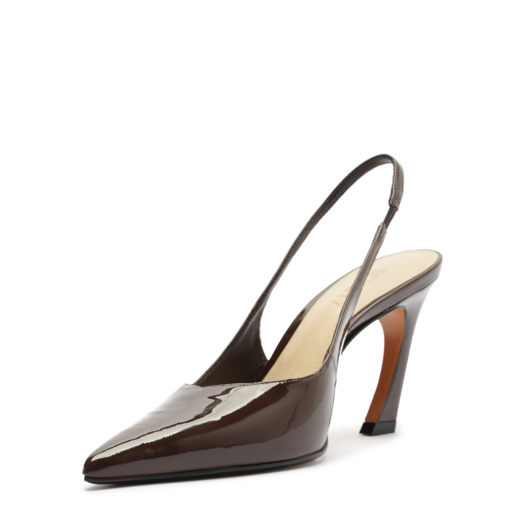 Lexi Mid Patent Pump in Chestnut Brown