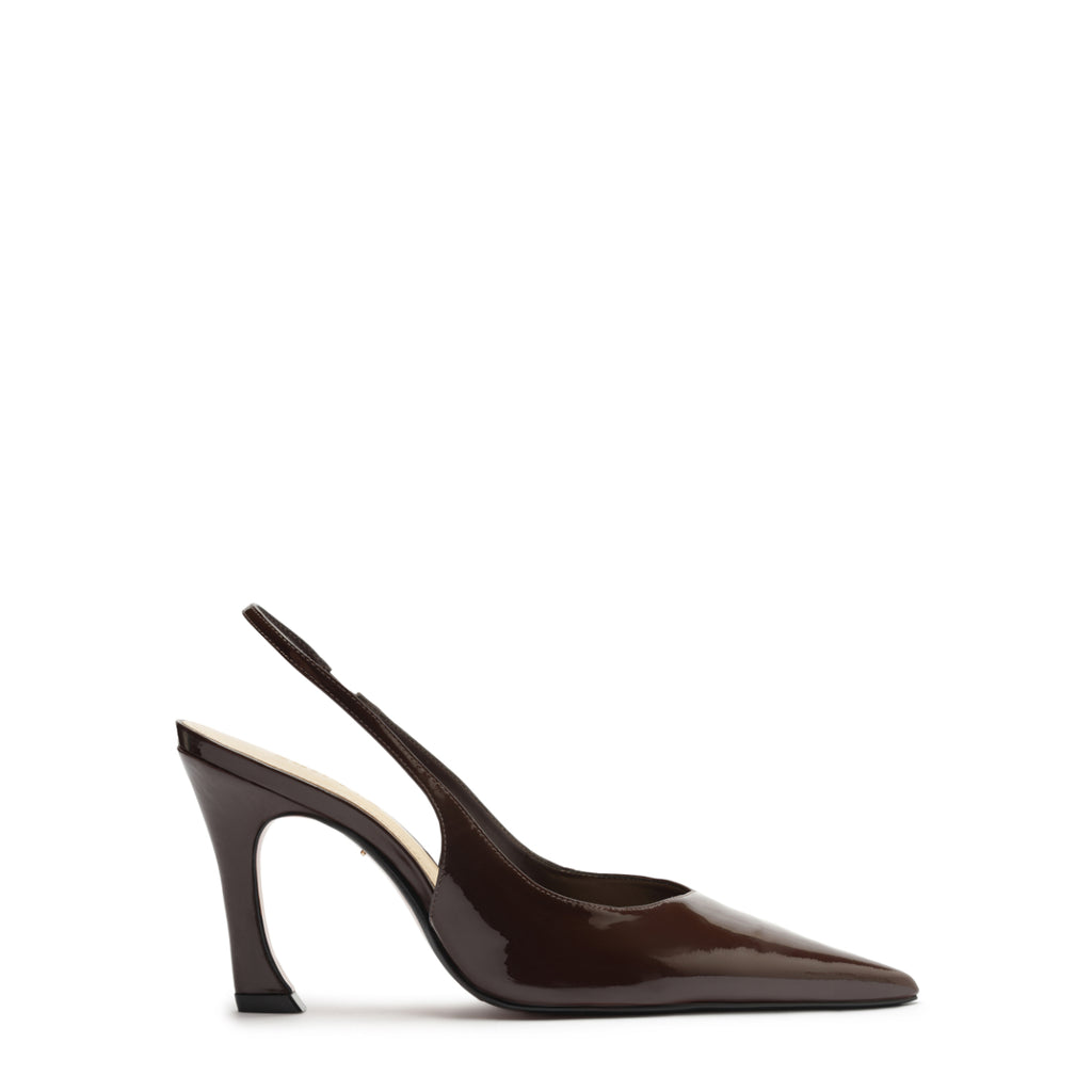 Lexi Mid Patent Pump in Chestnut Brown