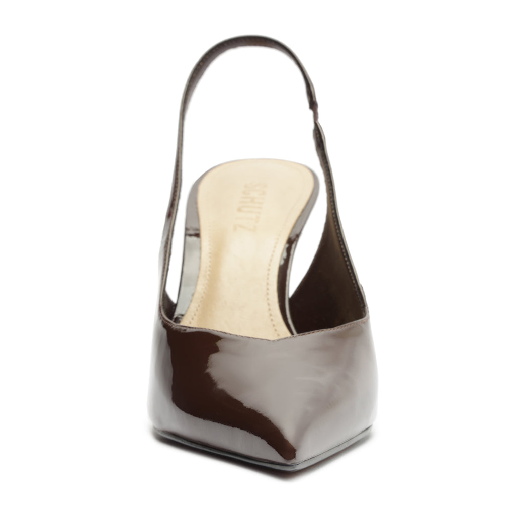 Lexi Mid Patent Pump in Chestnut Brown