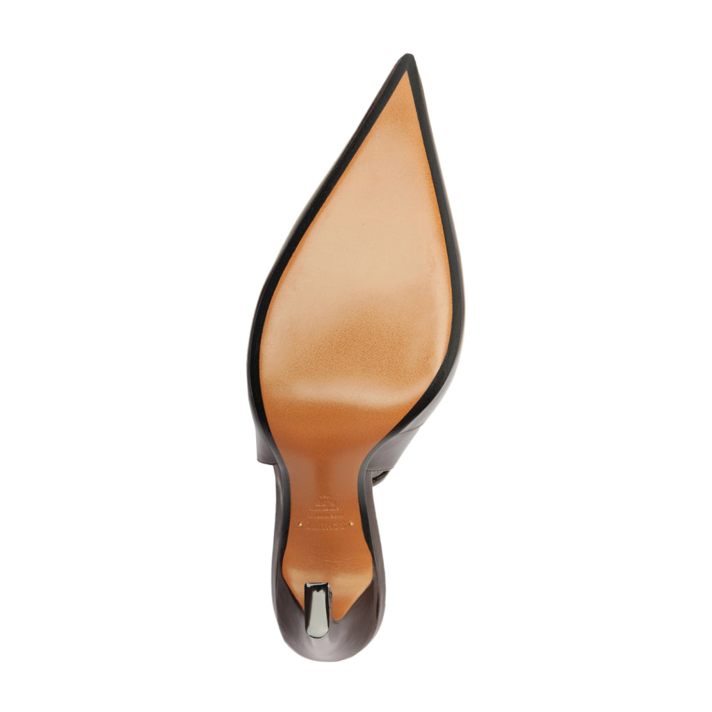 Lexi Mid Patent Pump in Chestnut Brown
