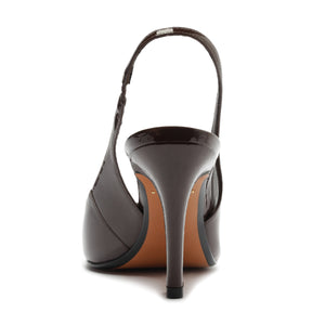 Lexi Mid Patent Pump in Chestnut Brown
