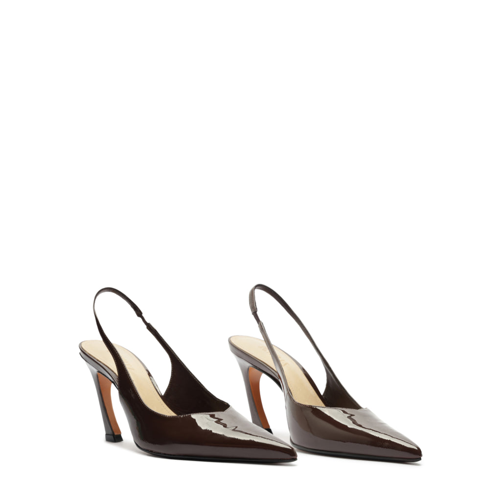 Lexi Mid Patent Pump in Chestnut Brown