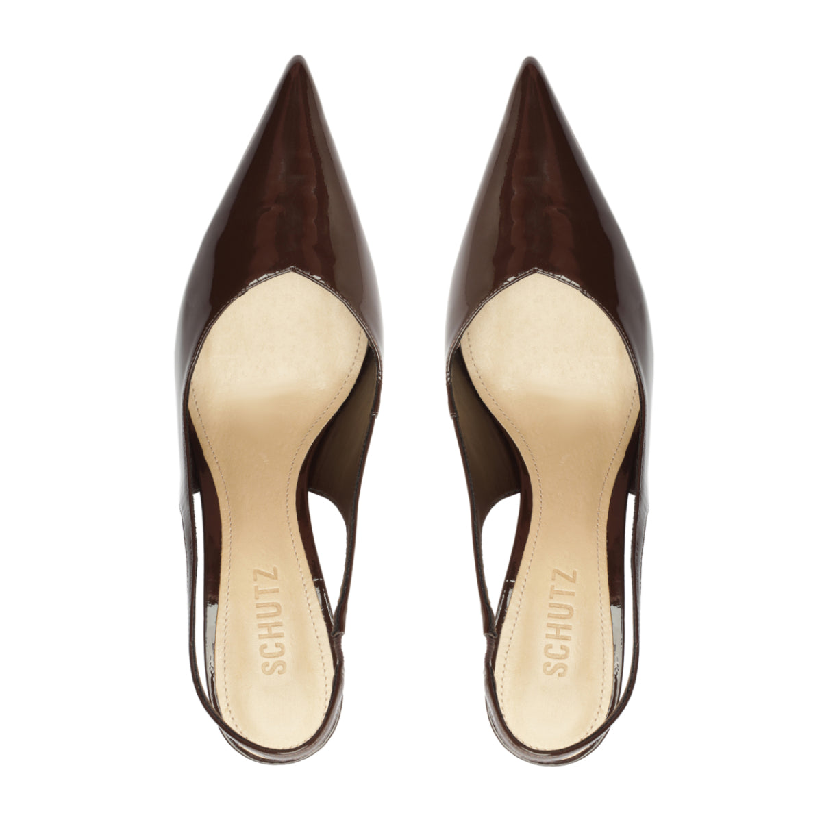 Lexi Mid Patent Pump in Chestnut Brown