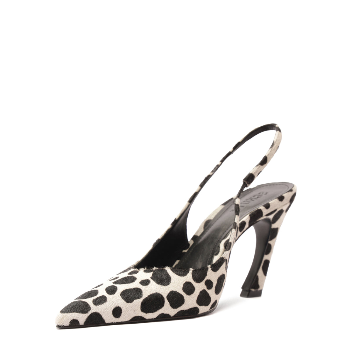 Lexi Sling Wild Hair Calf Pump in White/Black