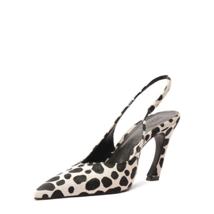 Lexi Sling Wild Hair Calf Pump in White/Black