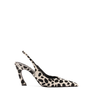 Lexi Sling Wild Hair Calf Pump in White/Black
