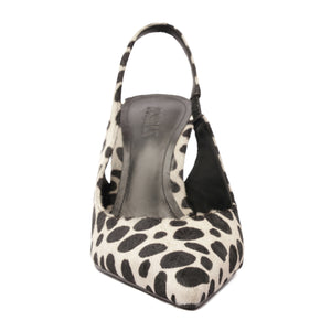 Lexi Sling Wild Hair Calf Pump in White/Black