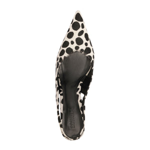 Lexi Sling Wild Hair Calf Pump in White/Black