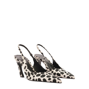 Lexi Sling Wild Hair Calf Pump in White/Black