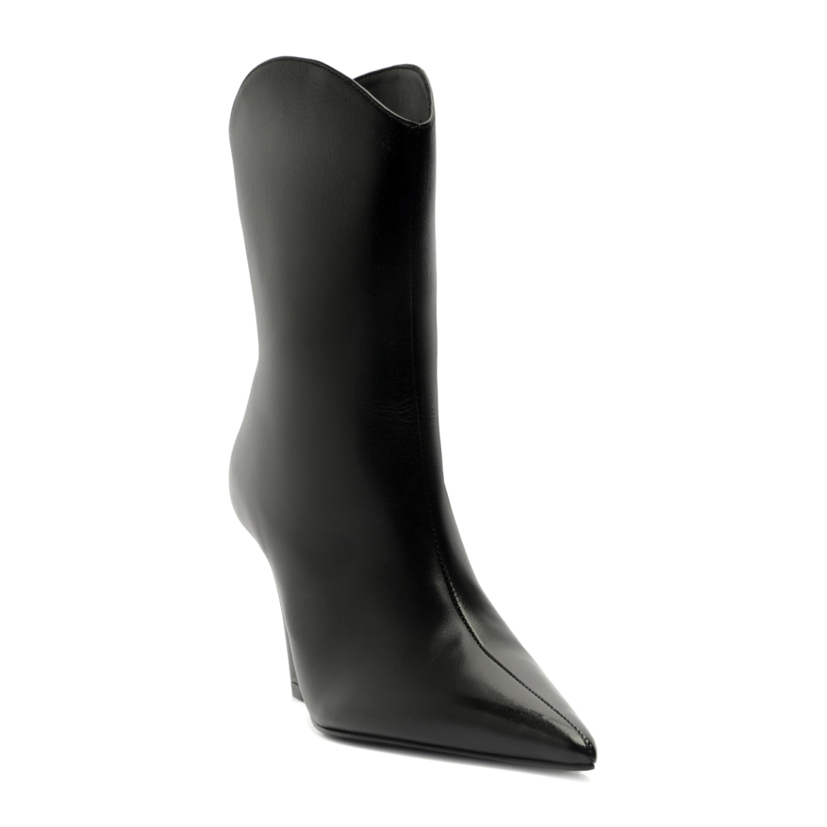 Maryann Curve Leather Bootie in Black