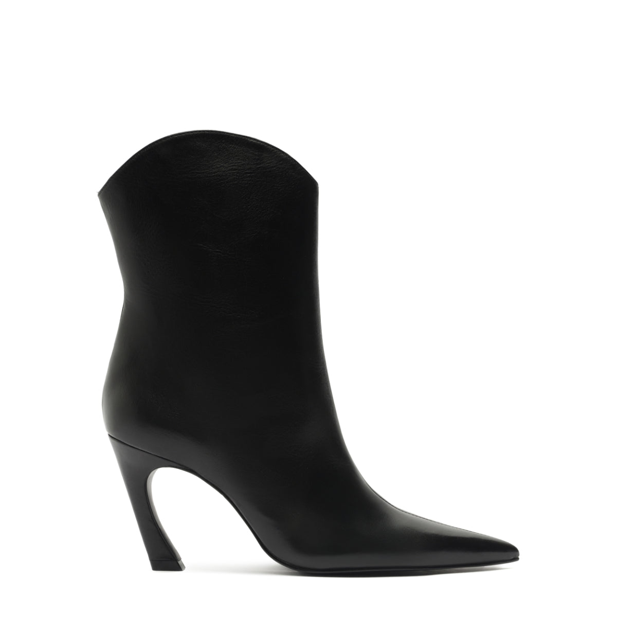 Maryann Curve Leather Bootie in Black