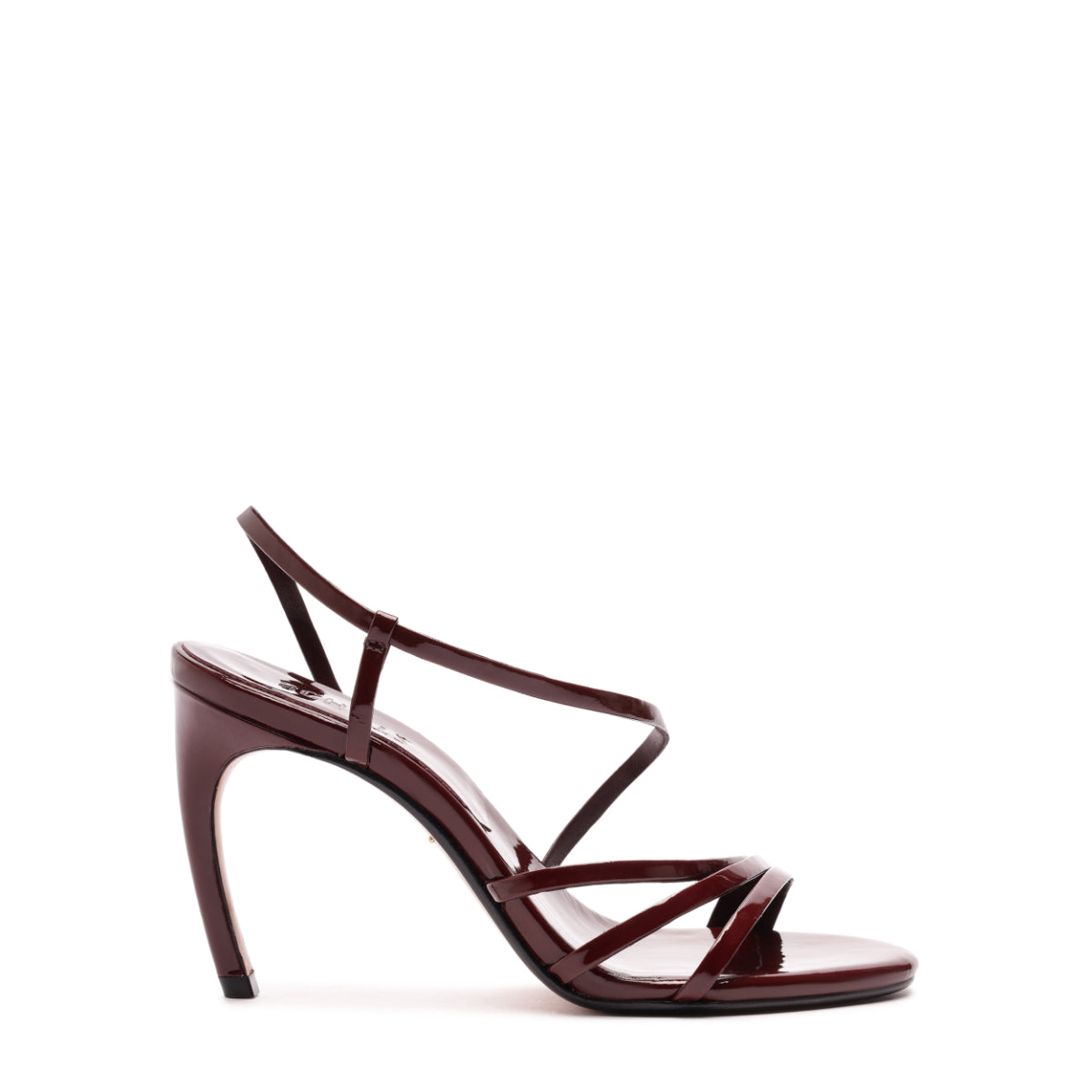 Annie Curve Patent Sandal in Vino