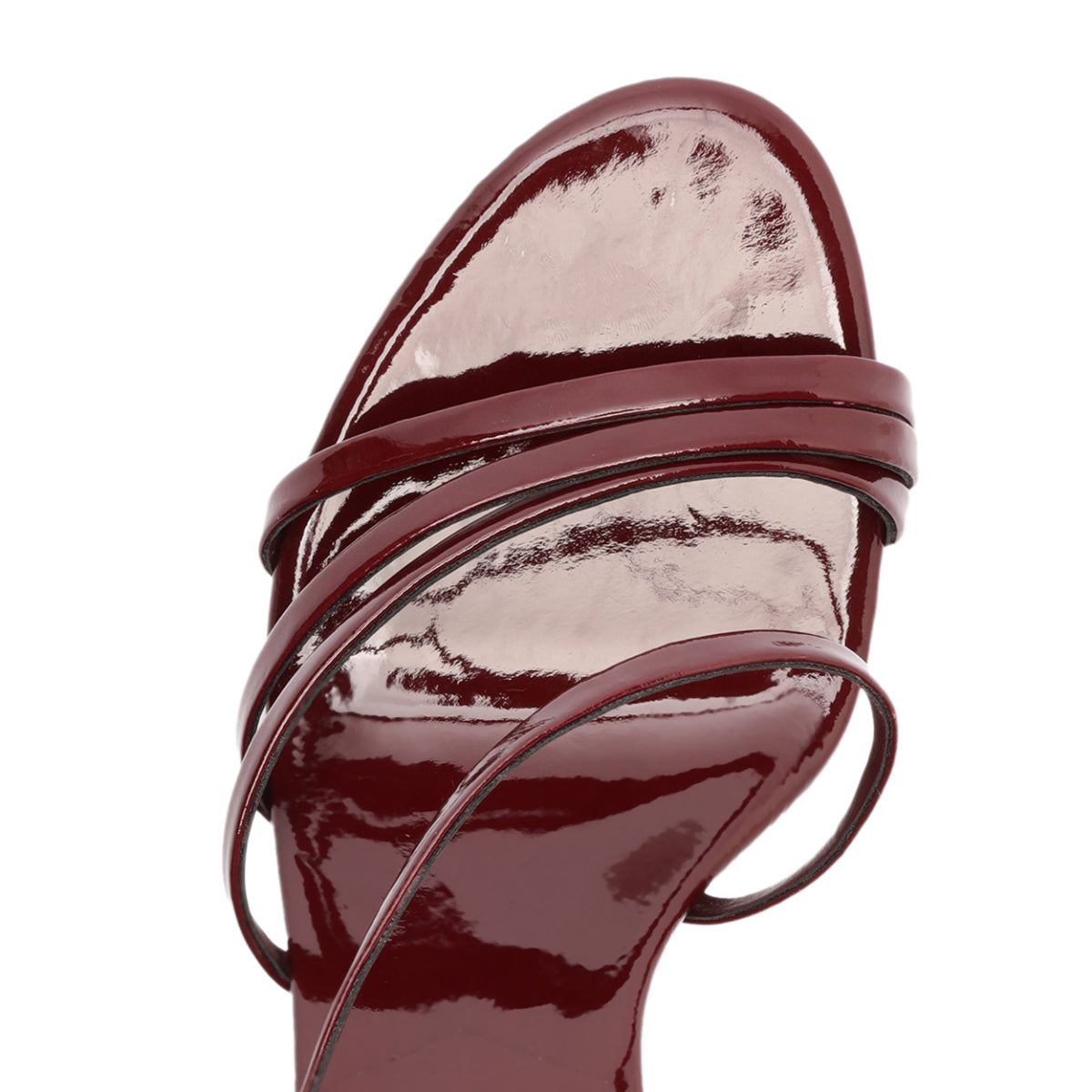 Annie Curve Patent Sandal in Vino
