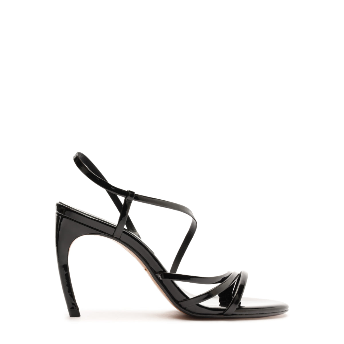 Annie Curve Patent Sandal in Black
