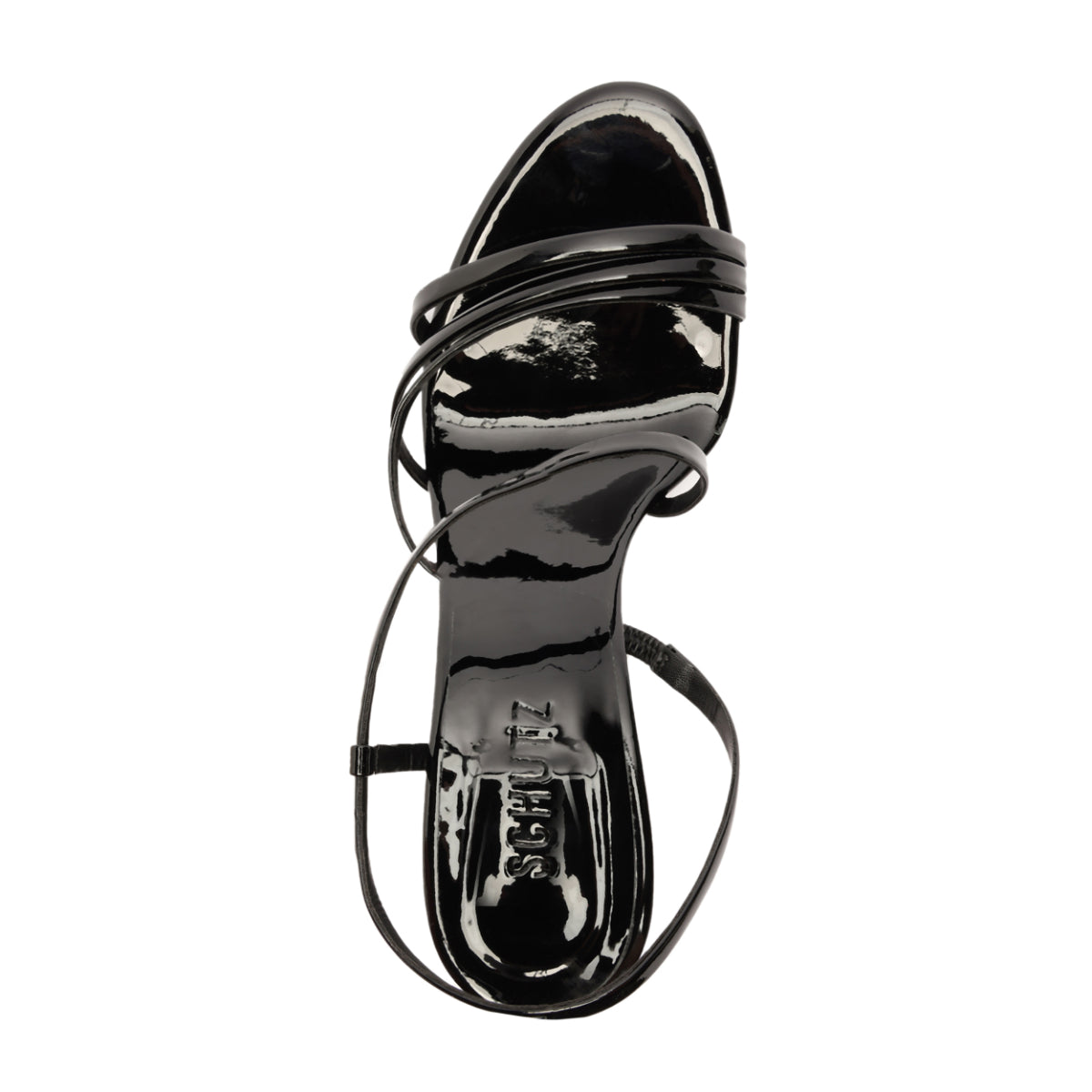 Annie Curve Patent Sandal in Black