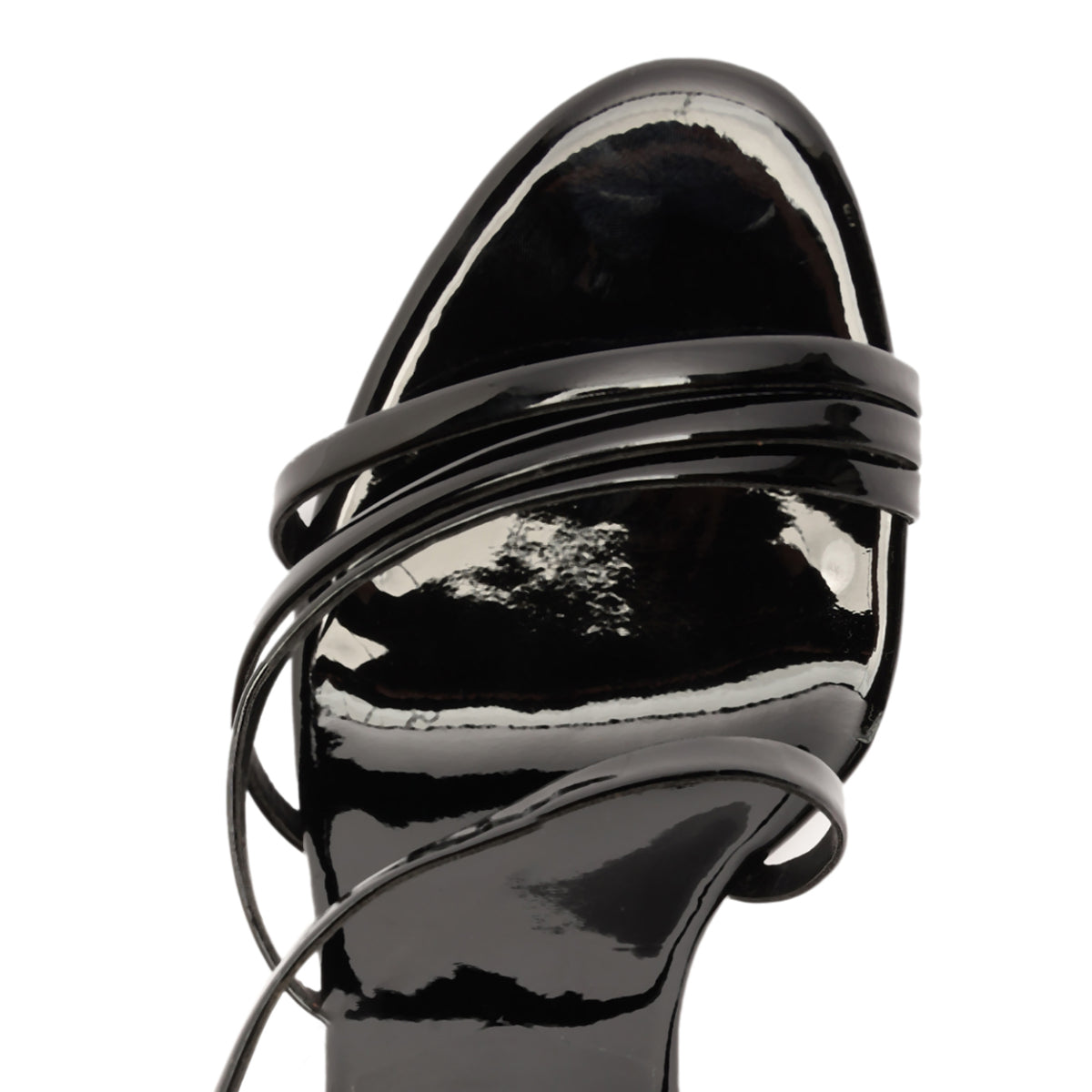 Annie Curve Patent Sandal in Black