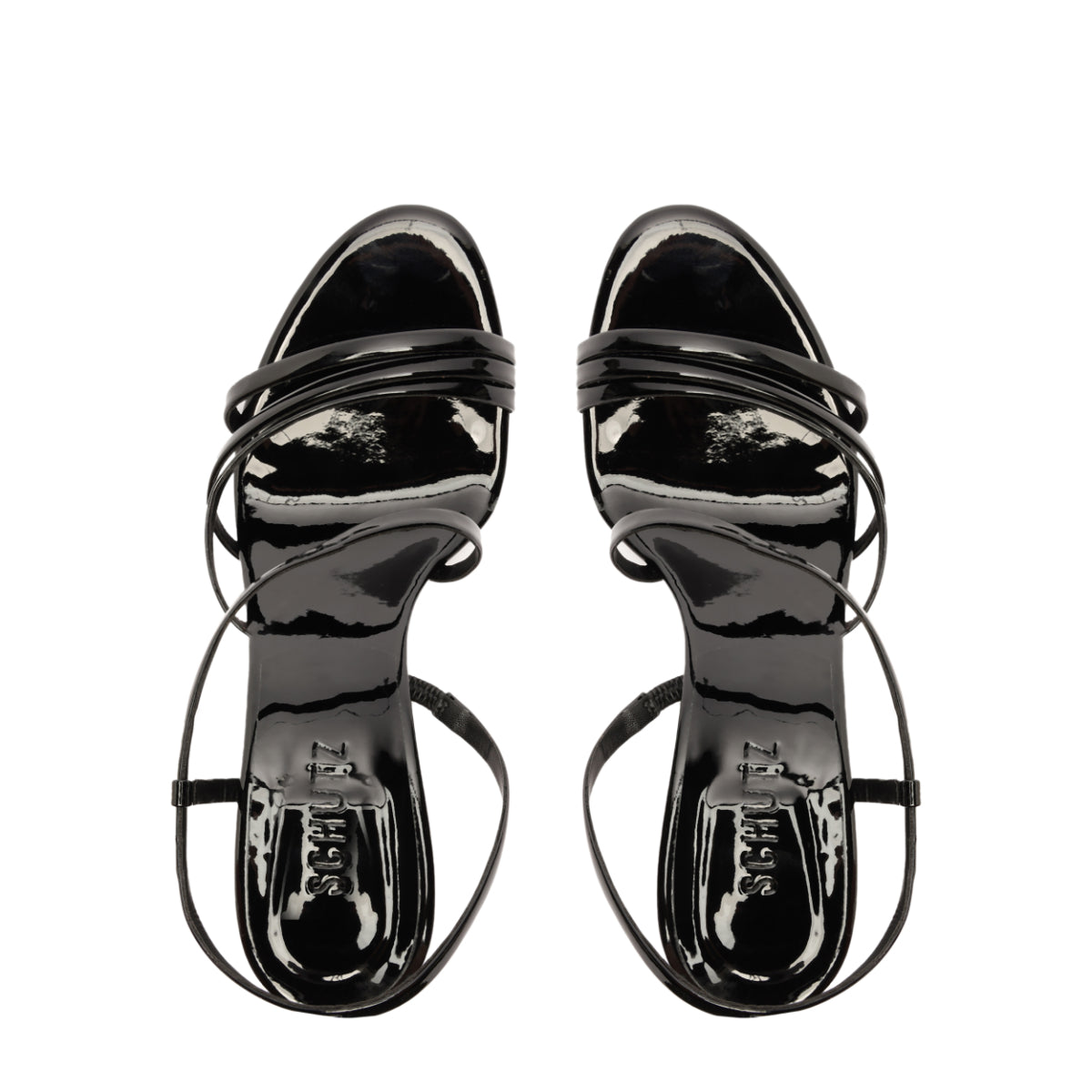 Annie Curve Patent Sandal in Black