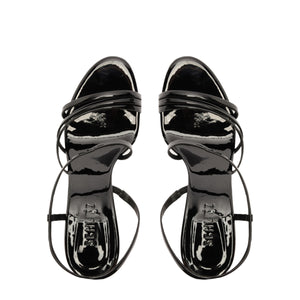 Annie Curve Patent Sandal in Black