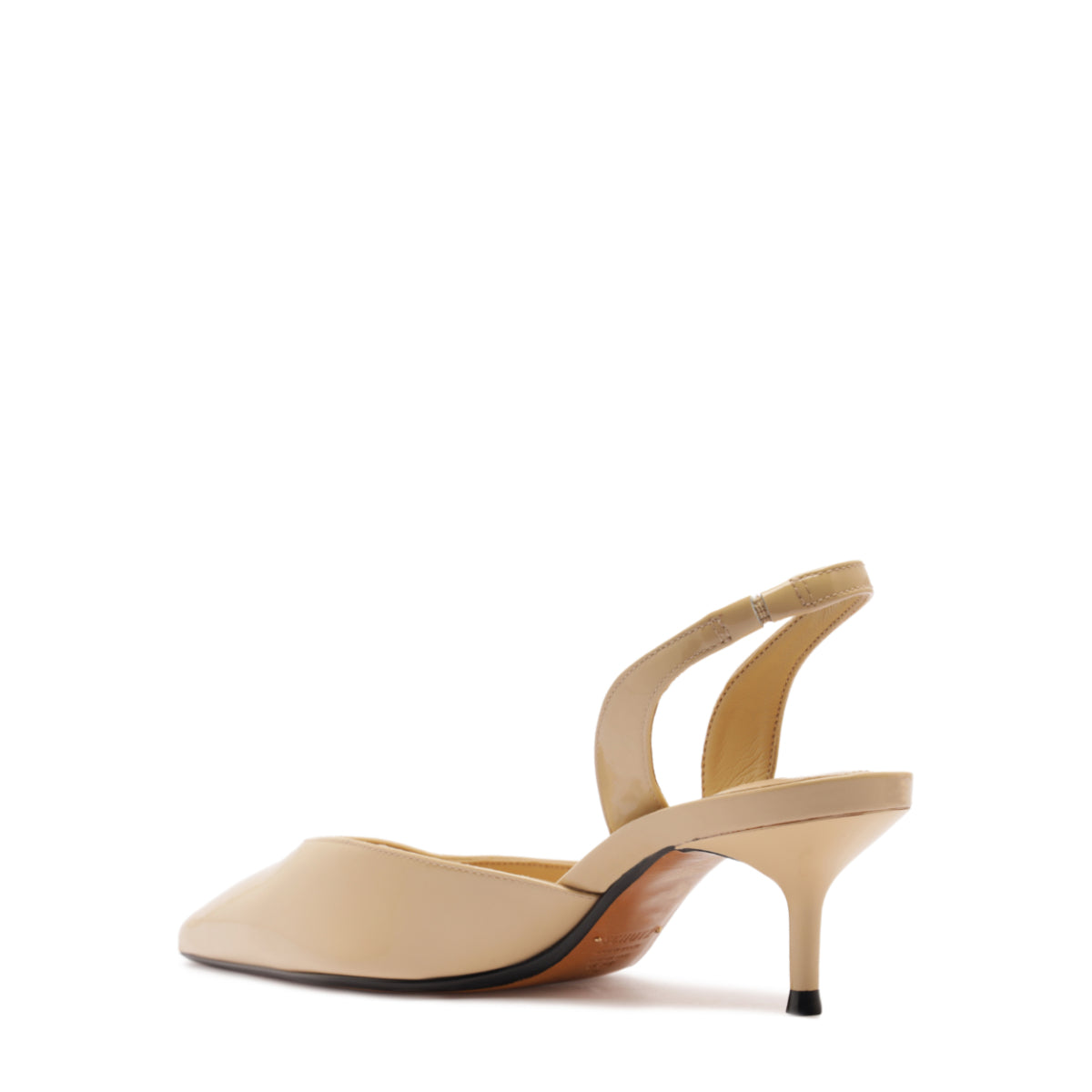 Paola Mid Patent Pump in Buff Beige
