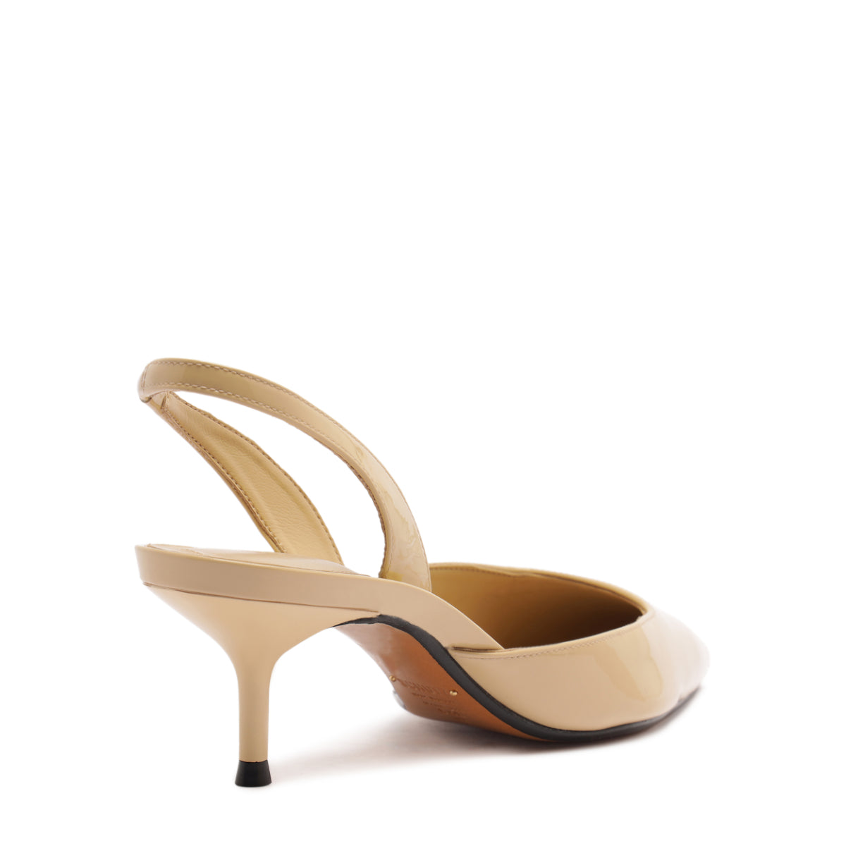 Paola Mid Patent Pump in Buff Beige