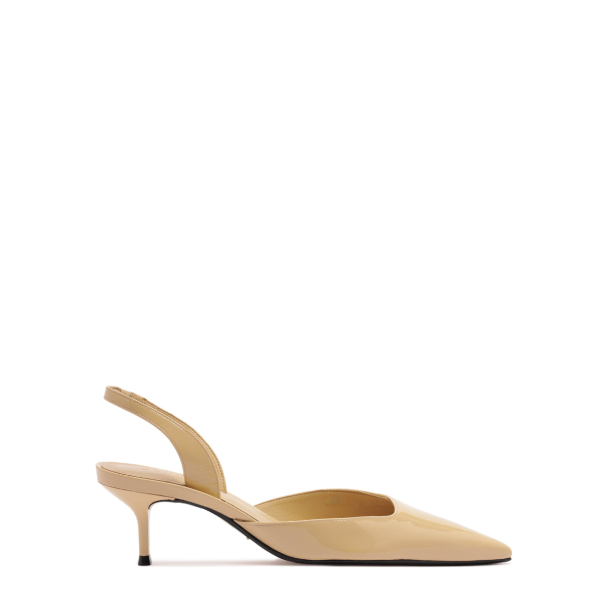 Paola Mid Patent Pump in Buff Beige