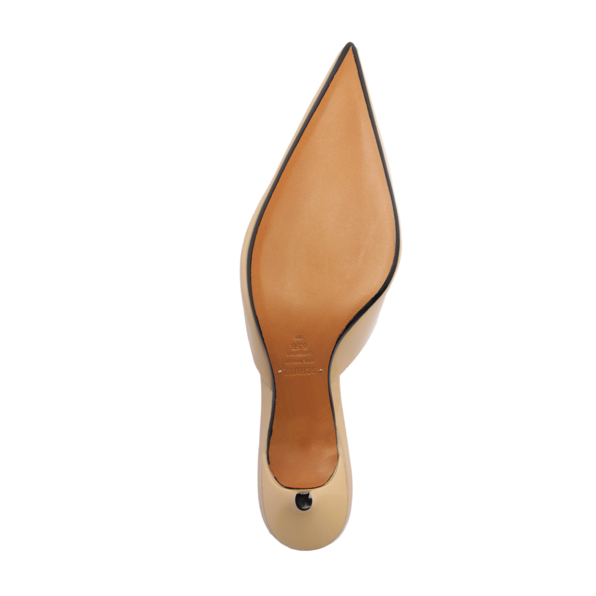 Paola Mid Patent Pump in Buff Beige