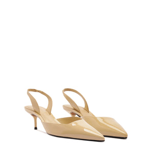 Paola Mid Patent Pump in Buff Beige