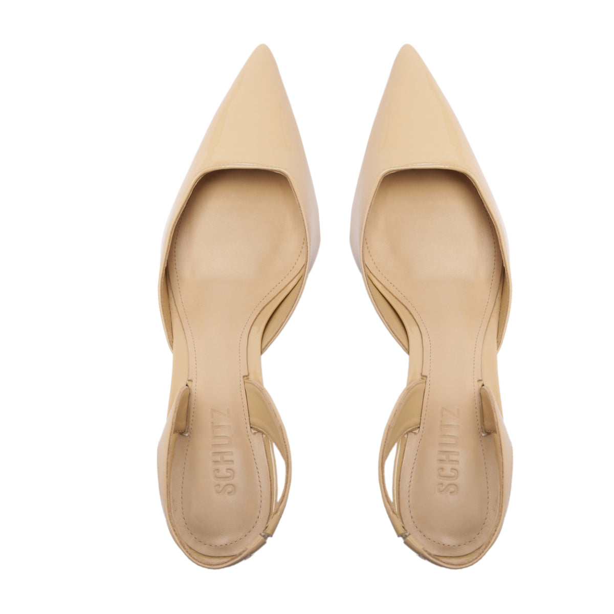 Paola Mid Patent Pump in Buff Beige