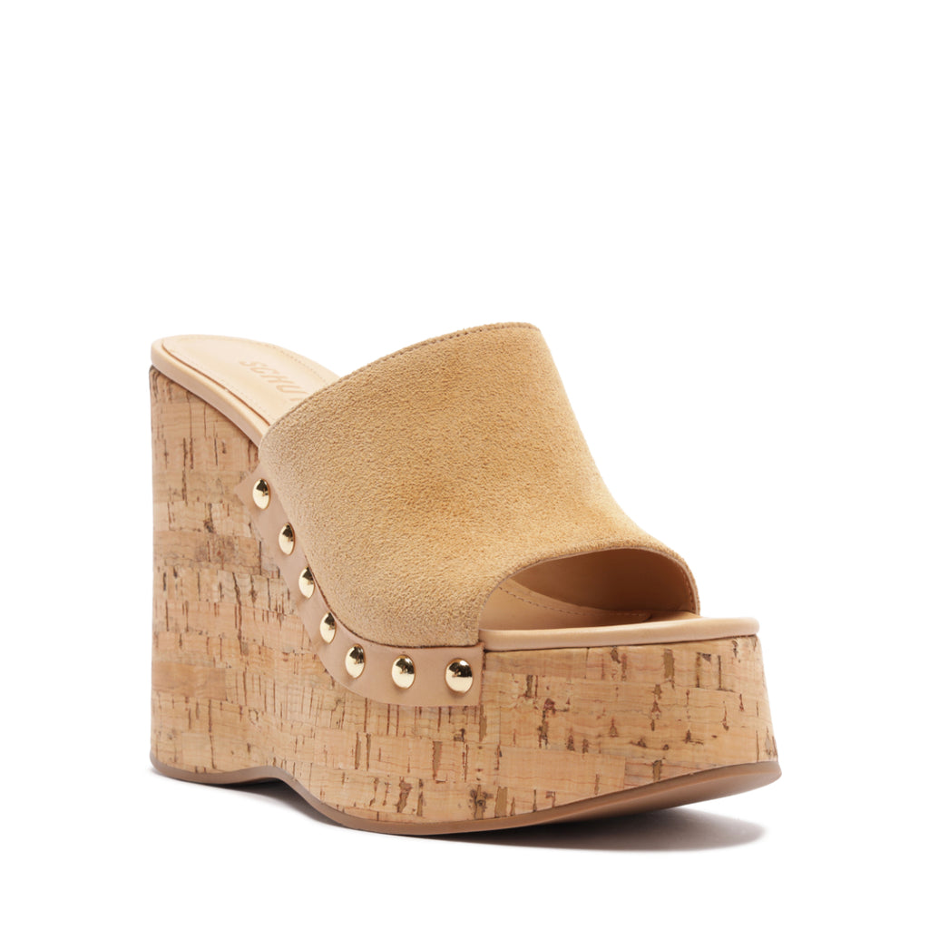 Dalle Studs Suede Sandal in Light Wood