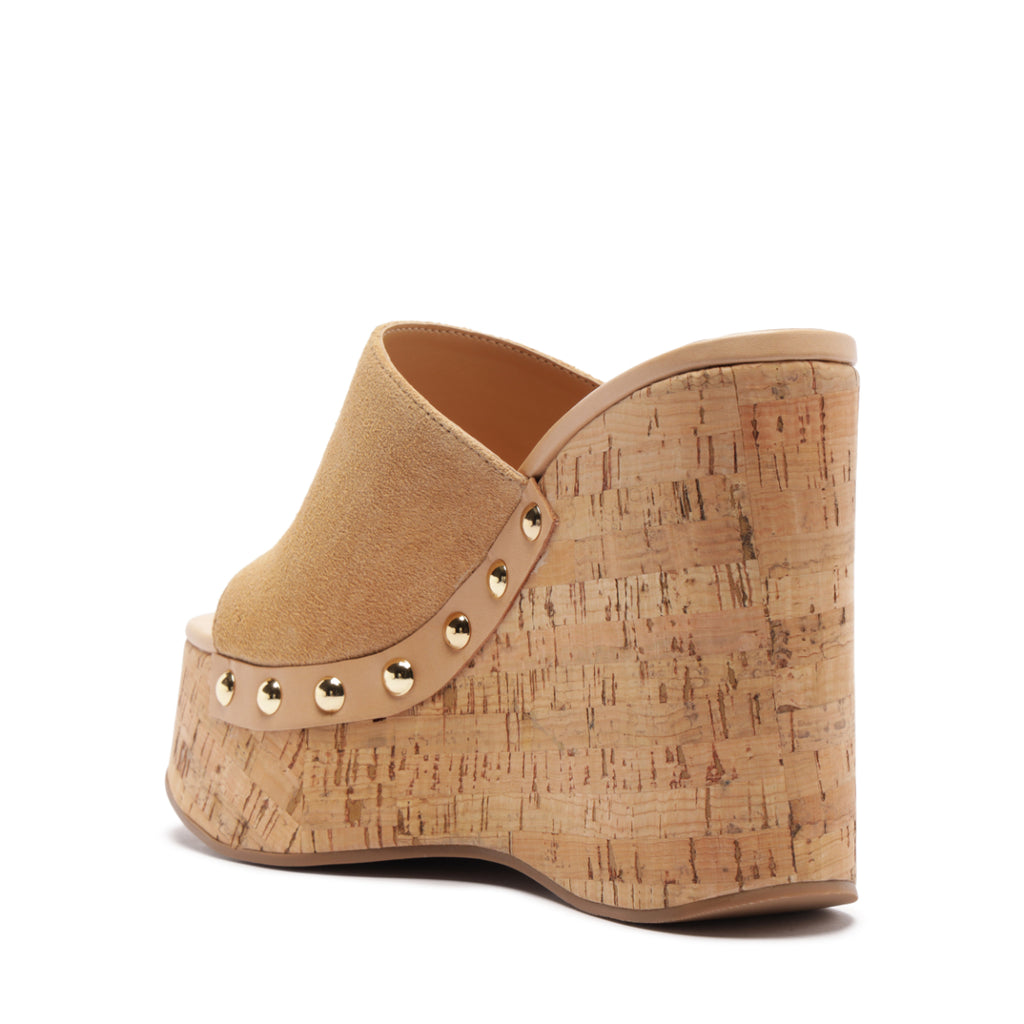 Dalle Studs Suede Sandal in Light Wood