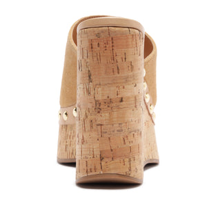 Dalle Studs Suede Sandal in Light Wood