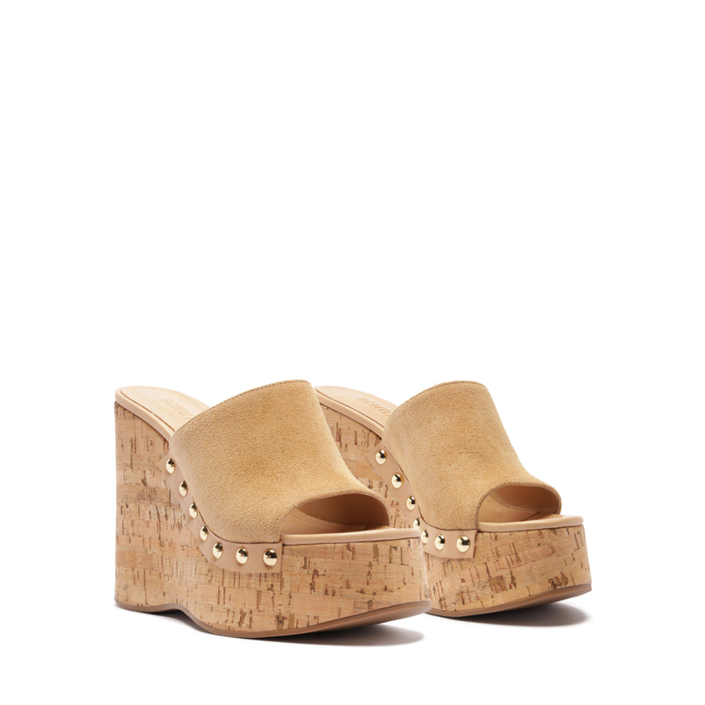 Dalle Studs Suede Sandal in Light Wood