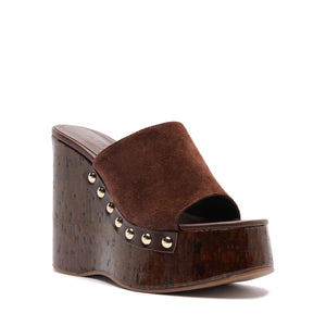 Dalle Studs Suede Sandal in Root Brown